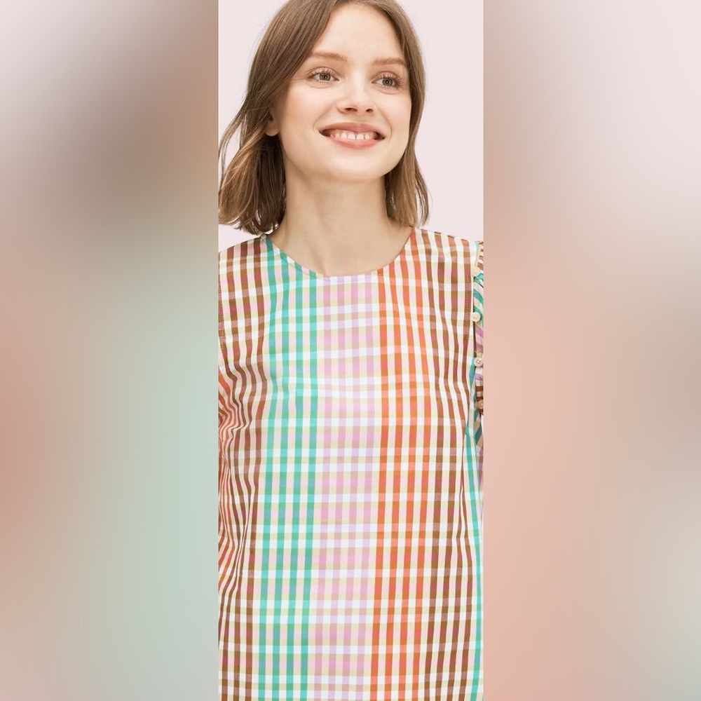NWOT $201 Kate Spade Rainbow Plaid Top